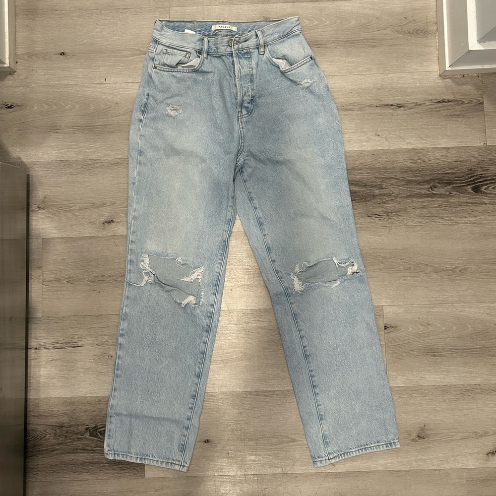 Light Wash Distressed High-Rise Jeans